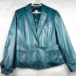Jones New York Leather Jacket Women’s Beautiful Turquoise Color size US 12